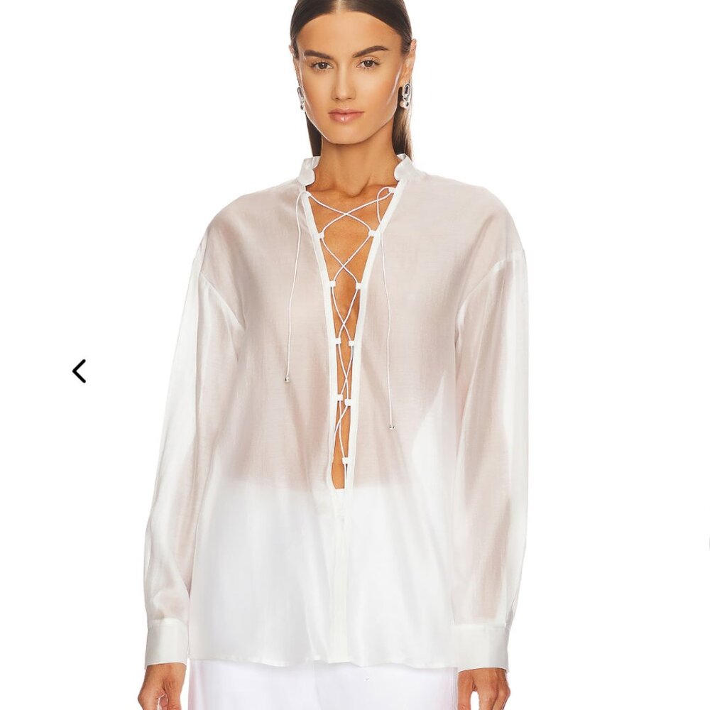 NWT CULTNAKED Oasis Lace Up Tencel Sheer Top Women's size XS *see description*